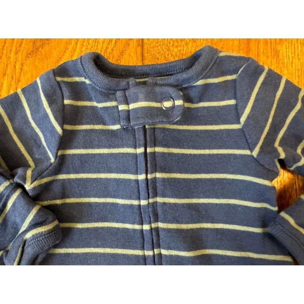 Carters Preemie Sleeper Baby Boy Striped Outfit Cotton Romper Blue Reborn Doll 2